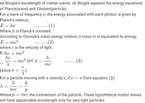 Deriving the de Broglie Wavelength .